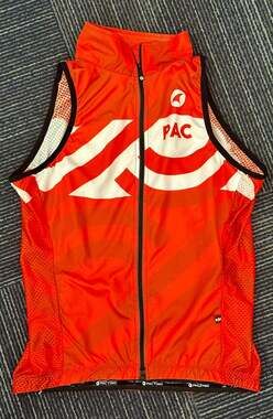 Pactimo Men's Cycling Full Zip Wind Vest, Orange/White, Size Large